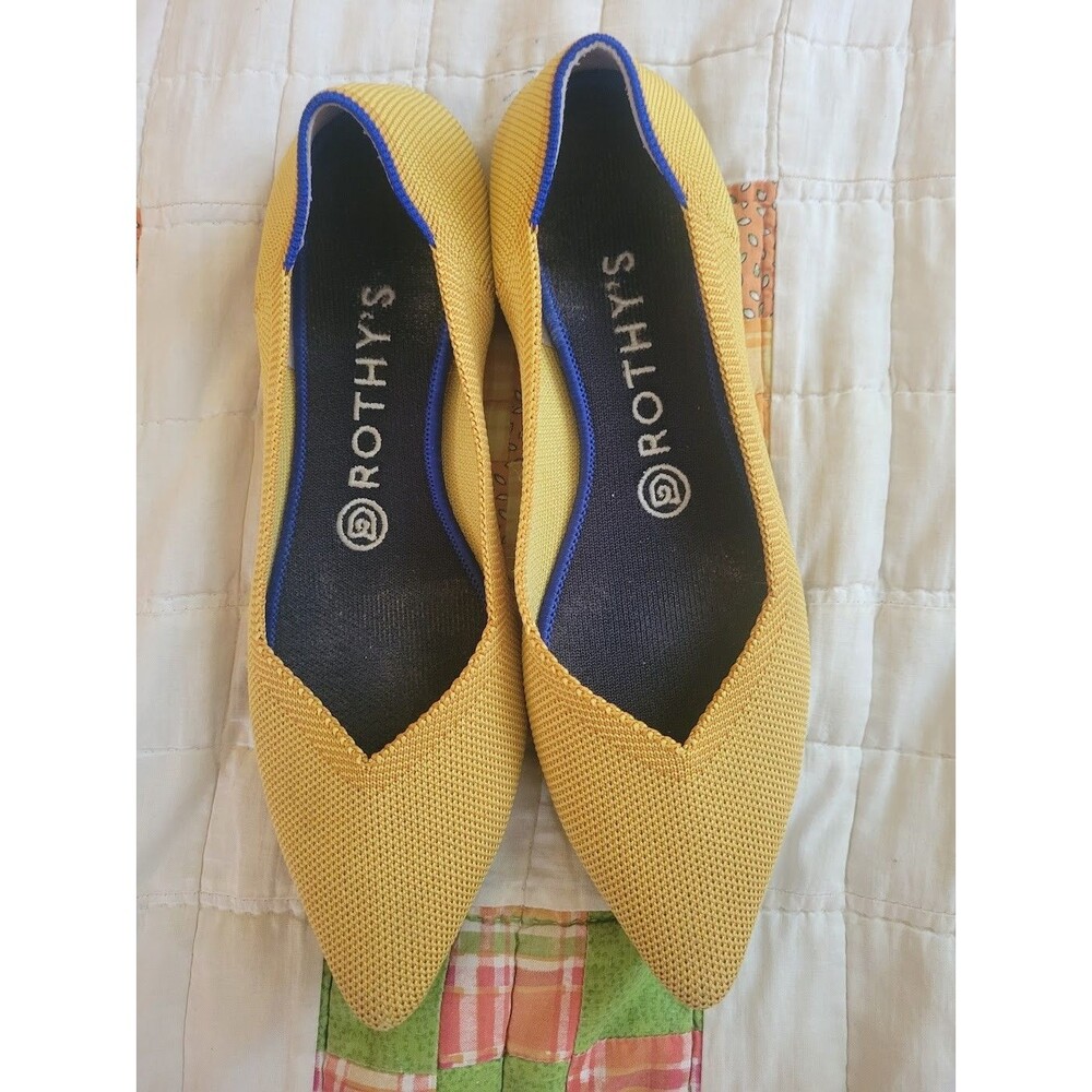 Rothy's The Point Pointed Toe Ballet Flats Shoes Marigold Yellow Size US 8